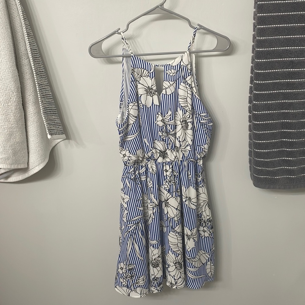 Brand New Lush dress with floral/striped pattern, hits above the knee,